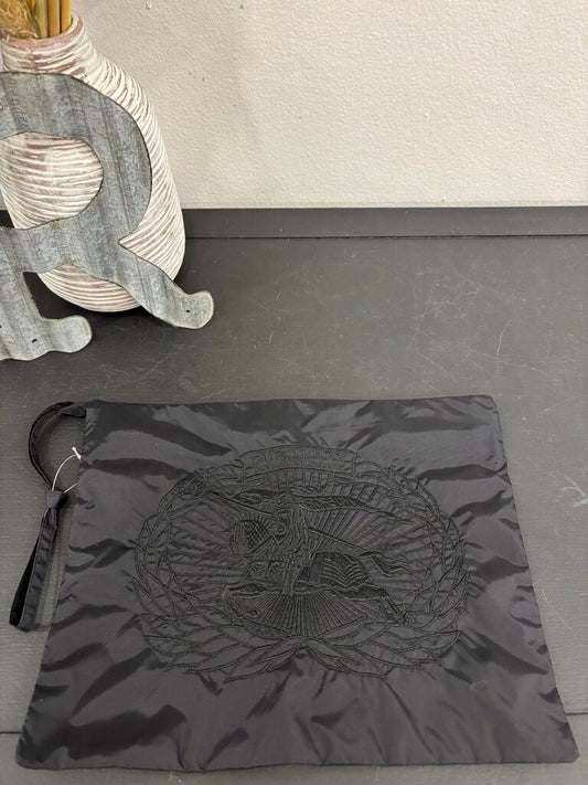 Burberry Black Travel Pouch Embroidered Knight Horse; Certificate of Authentication