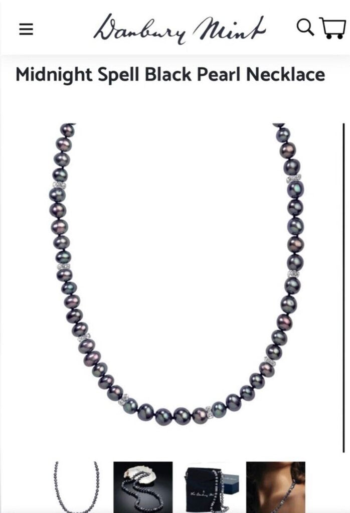 Danbury Mint Midnight Spell Pearl Necklace