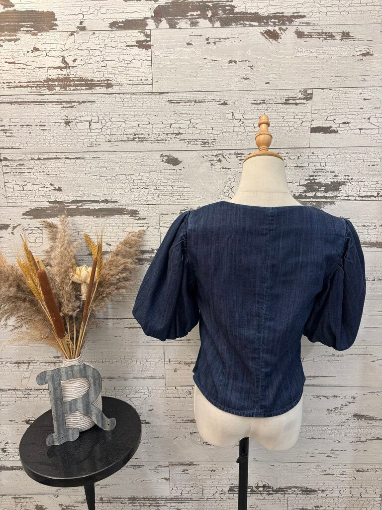 Frame Chambray Crop Top Size: Small
