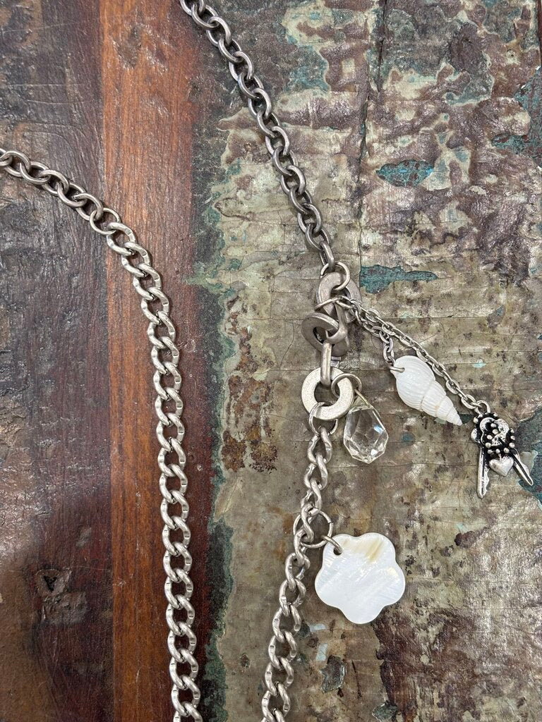 Mixed Metal & Beads Charm Handmade Necklace