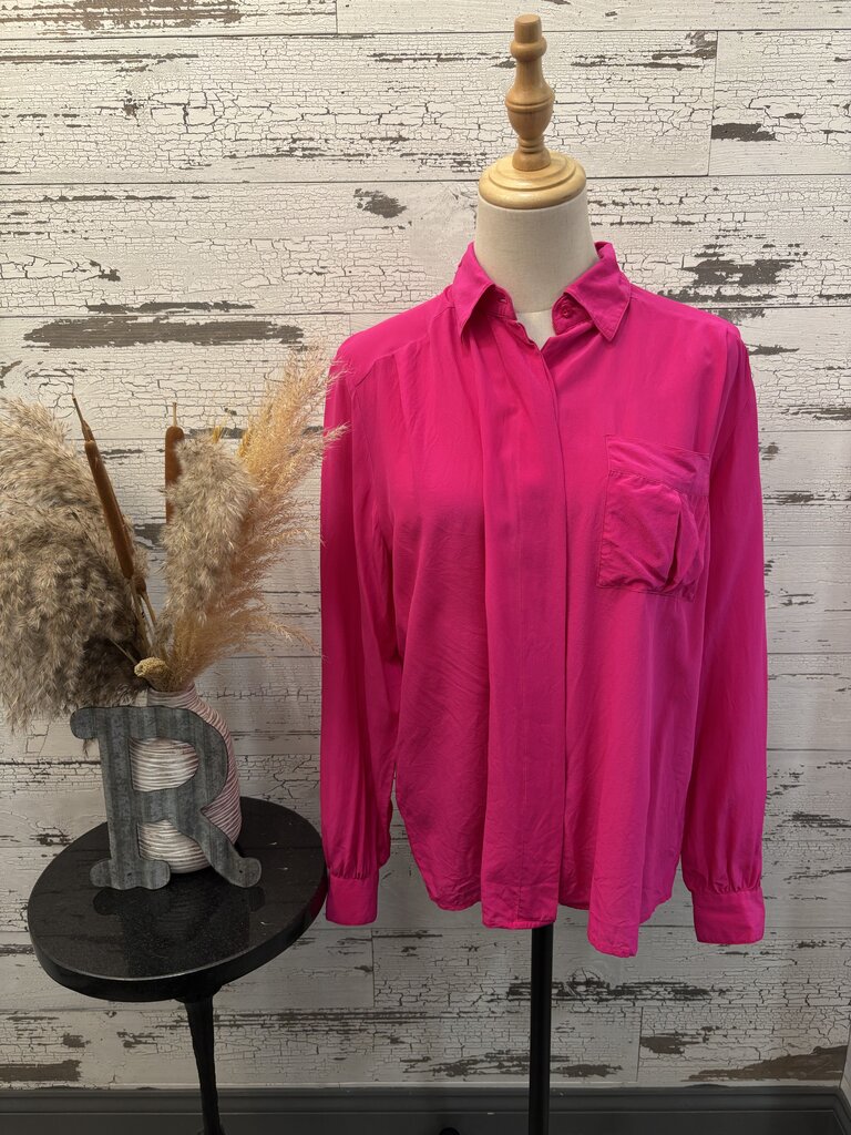 Argenti 100% Pure Silk Hot Pink Blouse