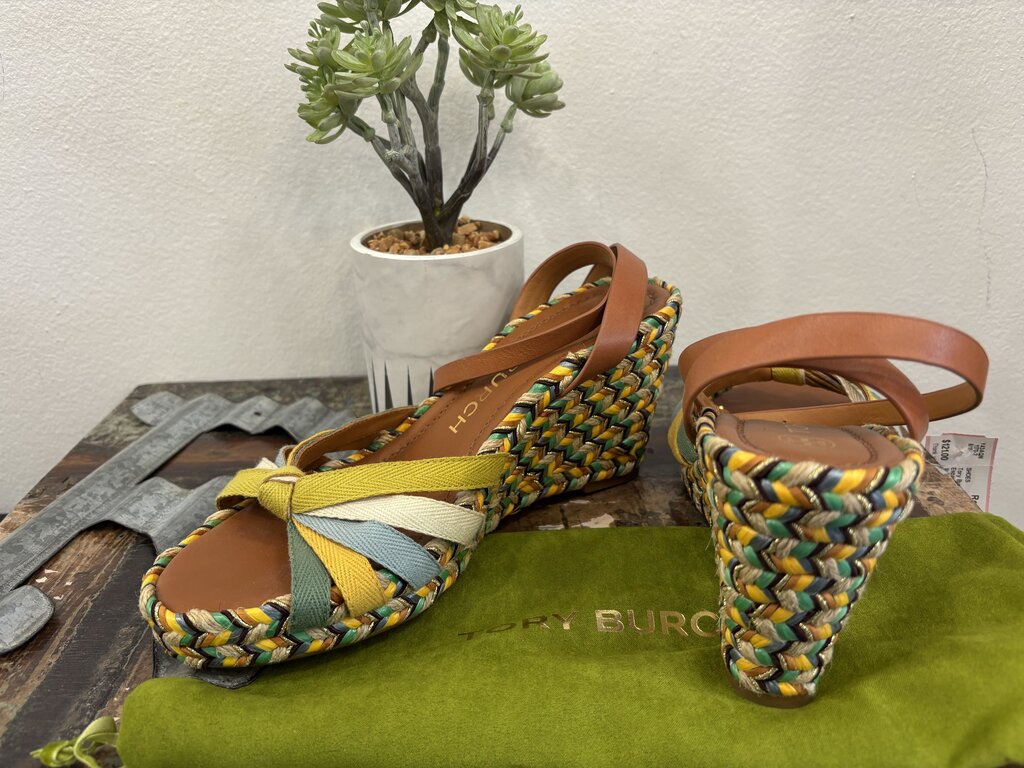 Tory Burch Colorblock Espardrille Wedge Size: 7.5