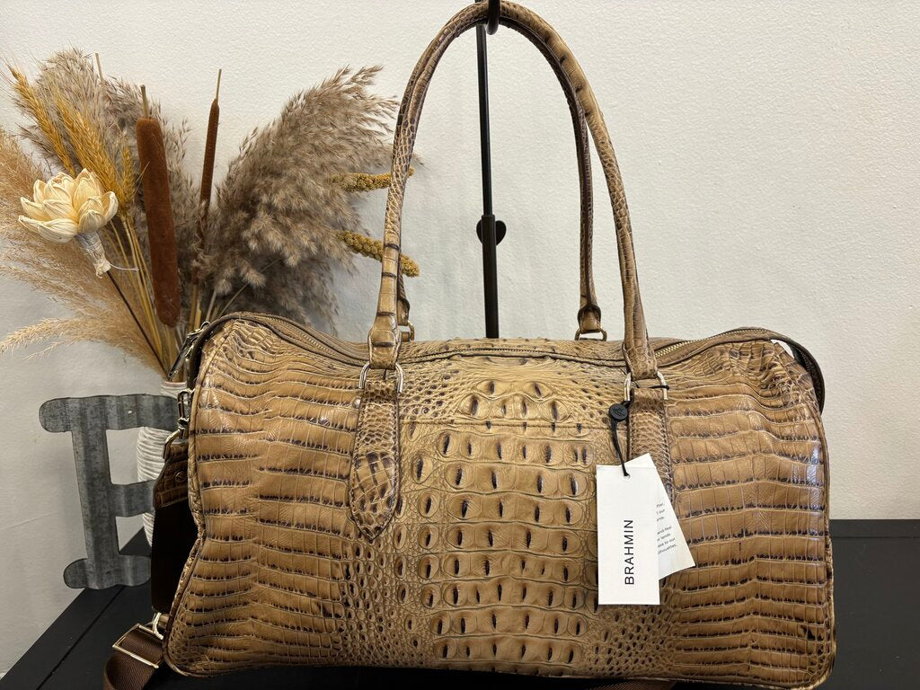 Brahmin New Alden Road Duffle Bag Brown Croc