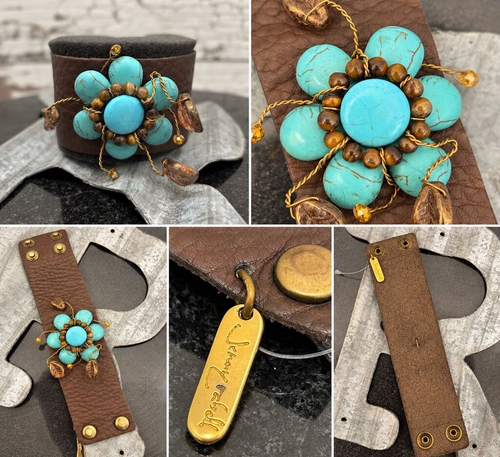 Jenny Rabell leather band with flower Bracelet