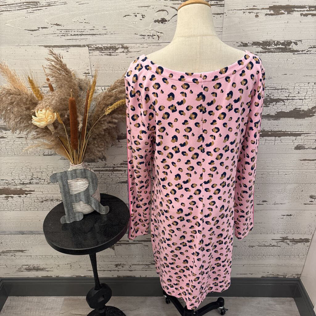Lilly Pulitzer Long Sleeve Cheetah & Pink Dress Size: XL