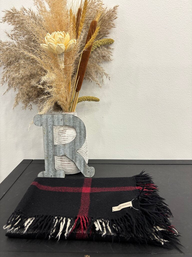 Burberry Black & Red Wool Scarf; Certificate of Authentication