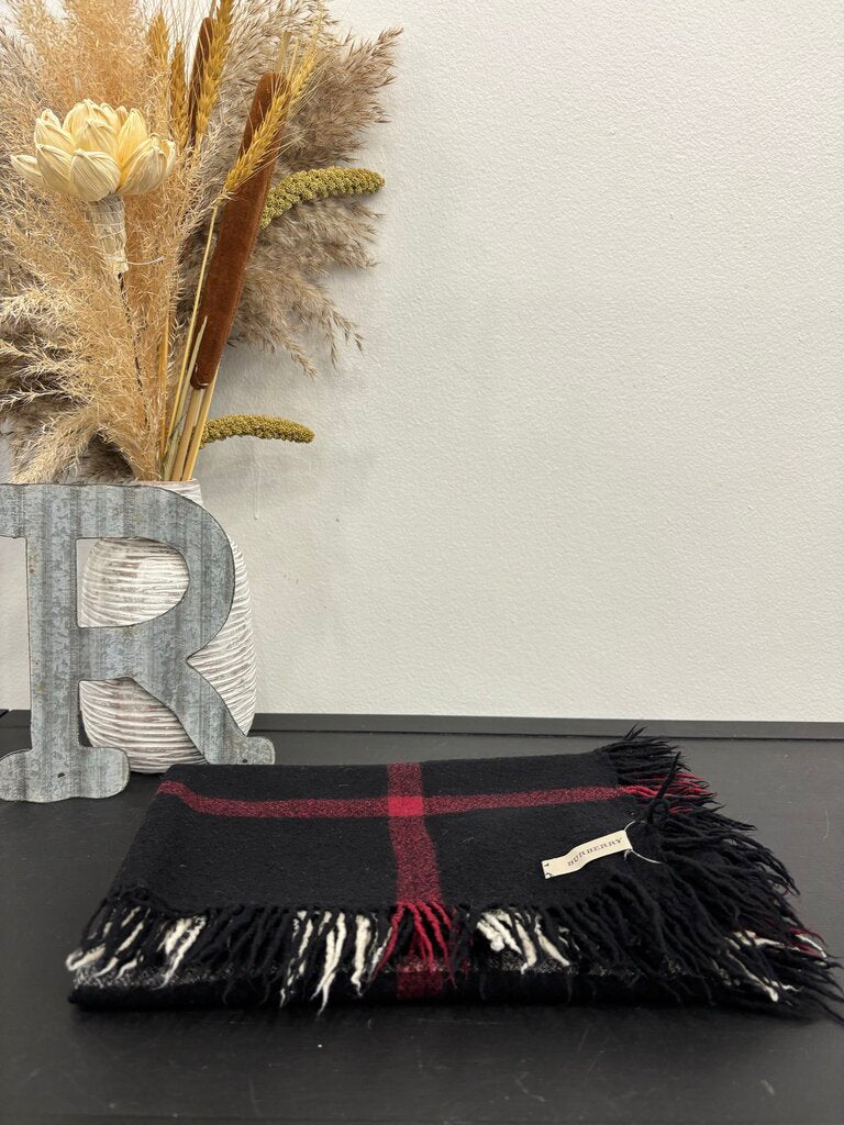 Burberry Black & Red Wool Scarf; Certificate of Authentication