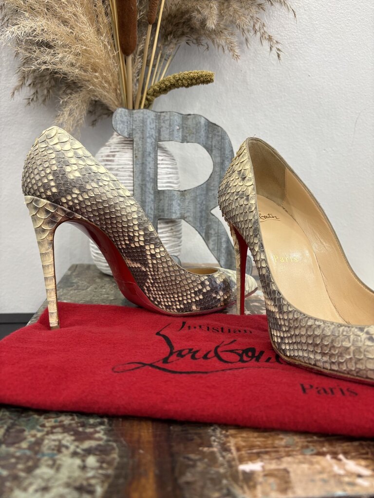 Christian Louboutin So Kate Python Leather Pumps with the Signature Red Sole; Certificate of Authentication