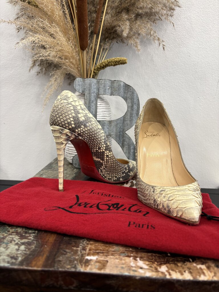 Christian Louboutin So Kate Python Leather Pumps with the Signature Red Sole; Certificate of Authentication