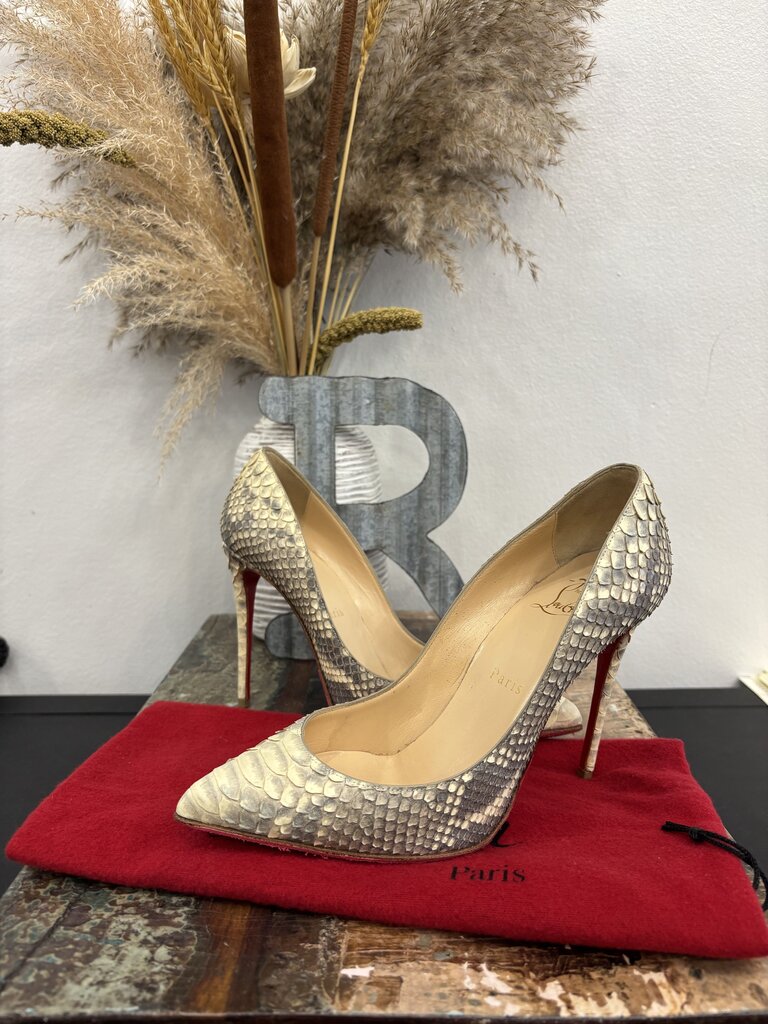 Christian Louboutin So Kate Python Leather Pumps with the Signature Red Sole; Certificate of Authentication