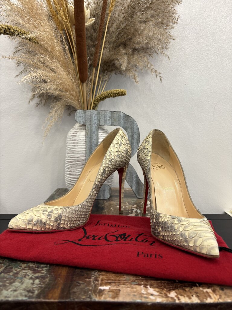 Christian Louboutin So Kate Python Leather Pumps with the Signature Red Sole; Certificate of Authentication