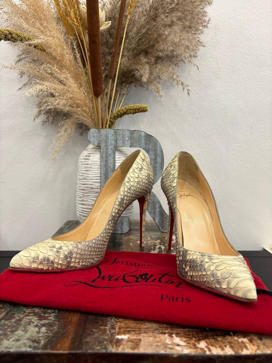 Christian Louboutin So Kate Python Leather Pumps with the Signature Red Sole; Certificate of Authentication