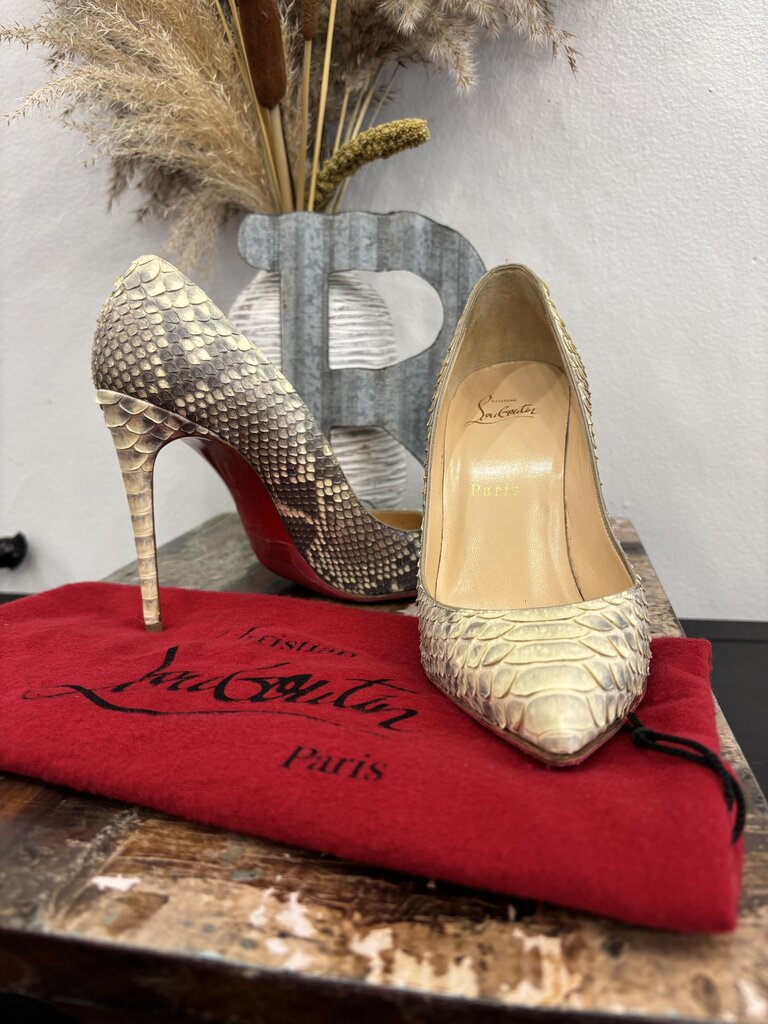Christian Louboutin So Kate Python Leather Pumps with the Signature Red Sole; Certificate of Authentication
