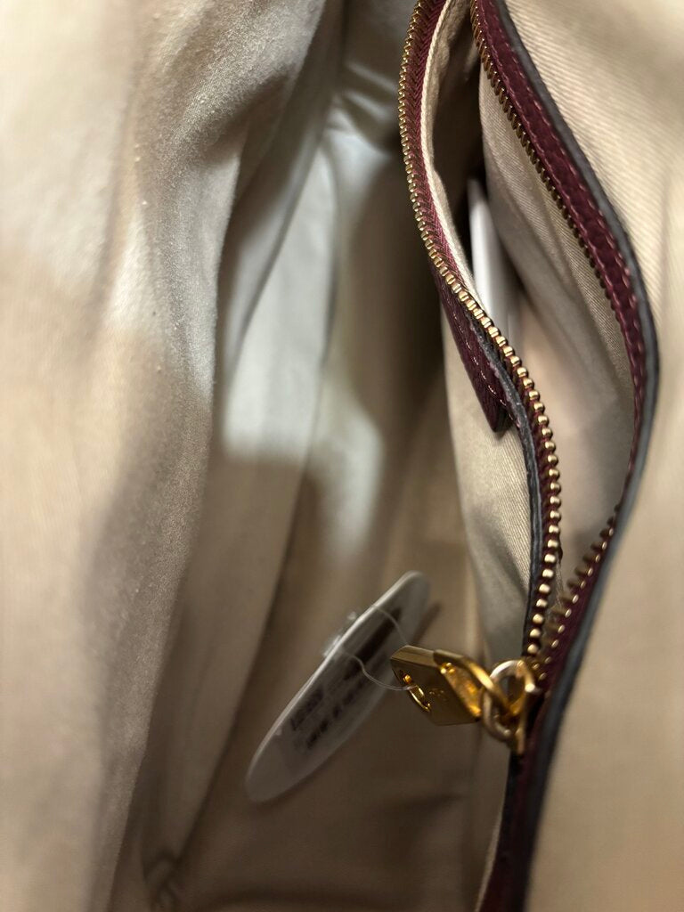 Chloé New Marcie Leather Satchel in a Burgundy Color with Gold Hardware; Certificate of Authentication