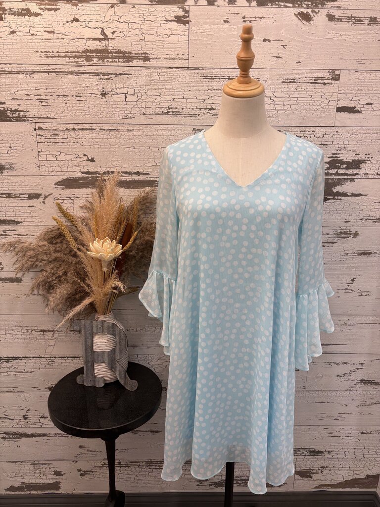 Calvin Klein Aqua Blue Polka Dot Dress