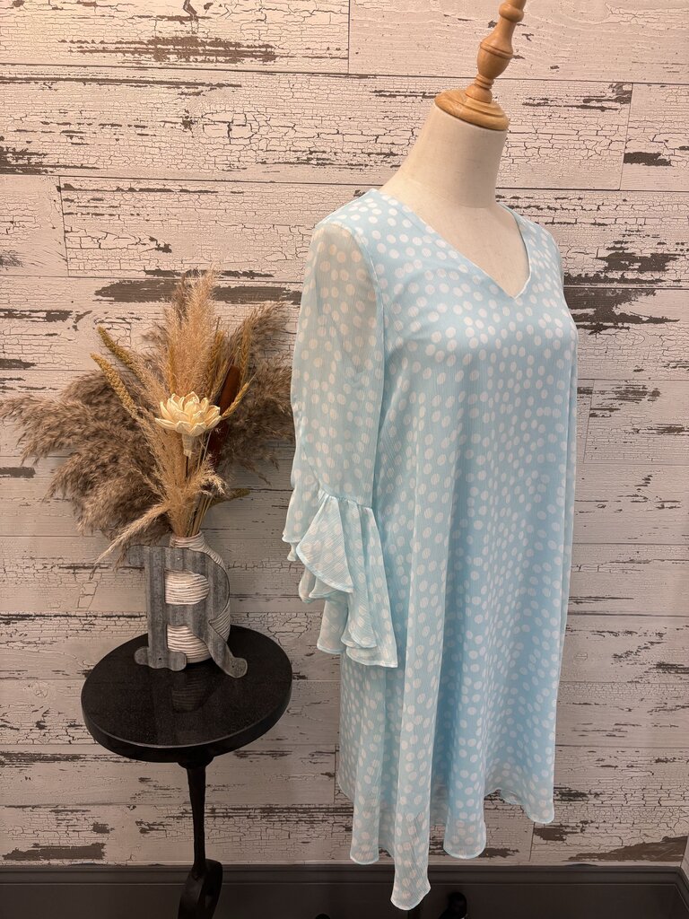 Calvin Klein Aqua Blue Polka Dot Dress