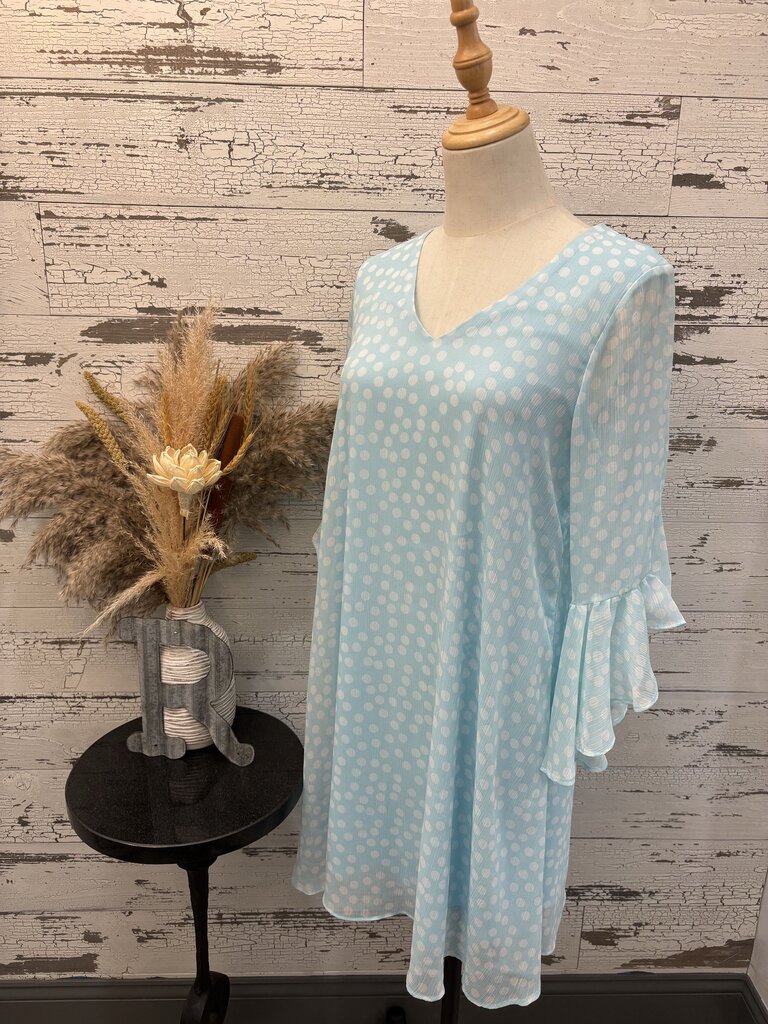 Calvin Klein Aqua Blue Polka Dot Dress