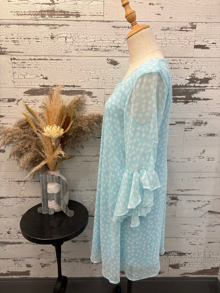 Calvin Klein Aqua Blue Polka Dot Dress