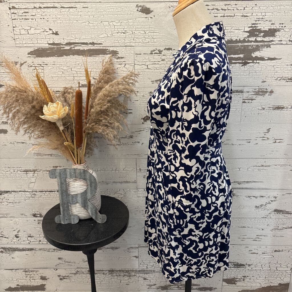 Lilly Pulitzer Blue and White Short Sleeve Dress Size: XS