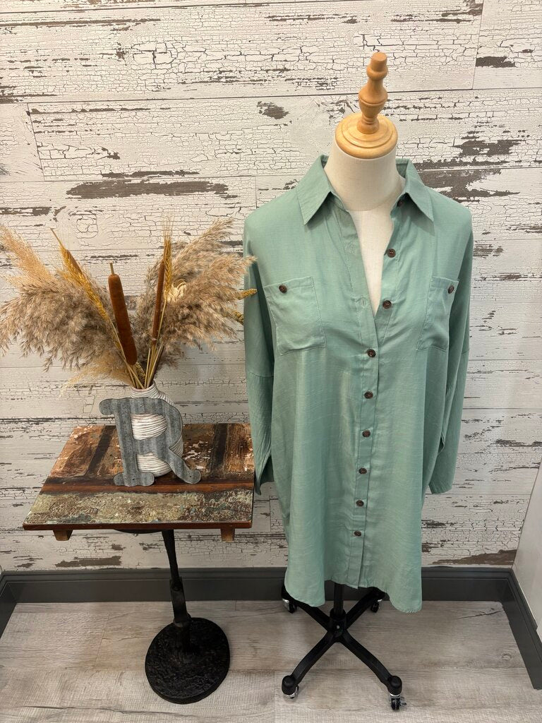 Pogtmm Casual Green Dress Size: Large