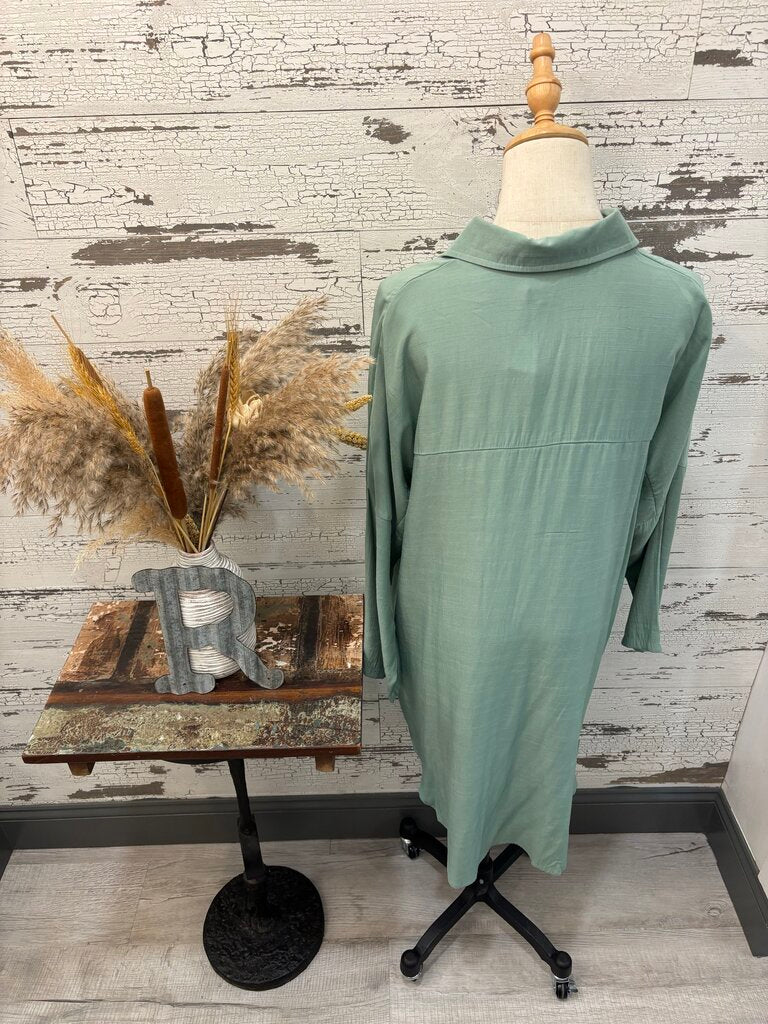 Pogtmm Casual Green Dress Size: Large