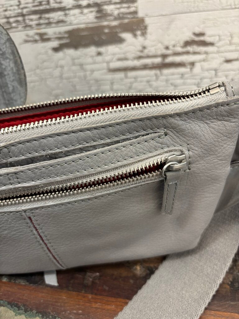 Hammitt Charles Crossbody Belt Bag in a Grey Leather Finish with Silver Hardware; Certificate of Authentication