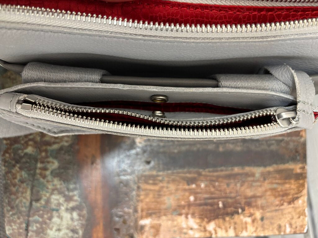 Hammitt Charles Crossbody Belt Bag in a Grey Leather Finish with Silver Hardware; Certificate of Authentication
