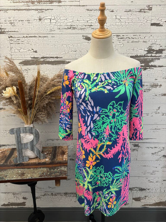 Lilly Pulitzer Quarter Sleeve Off the Shoulder Dress Size: Small