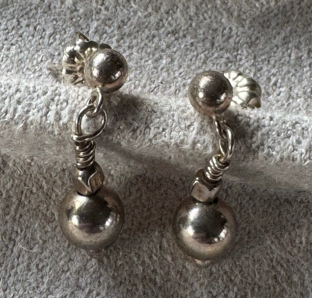Sterling Silver Dangle Ball Earrings