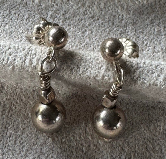 Sterling Silver Dangle Ball Earrings