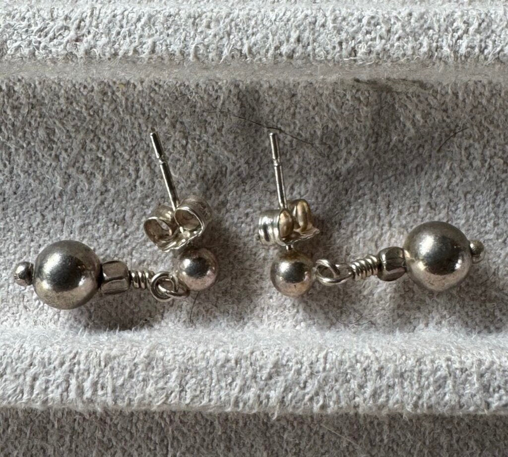 Sterling Silver Dangle Ball Earrings
