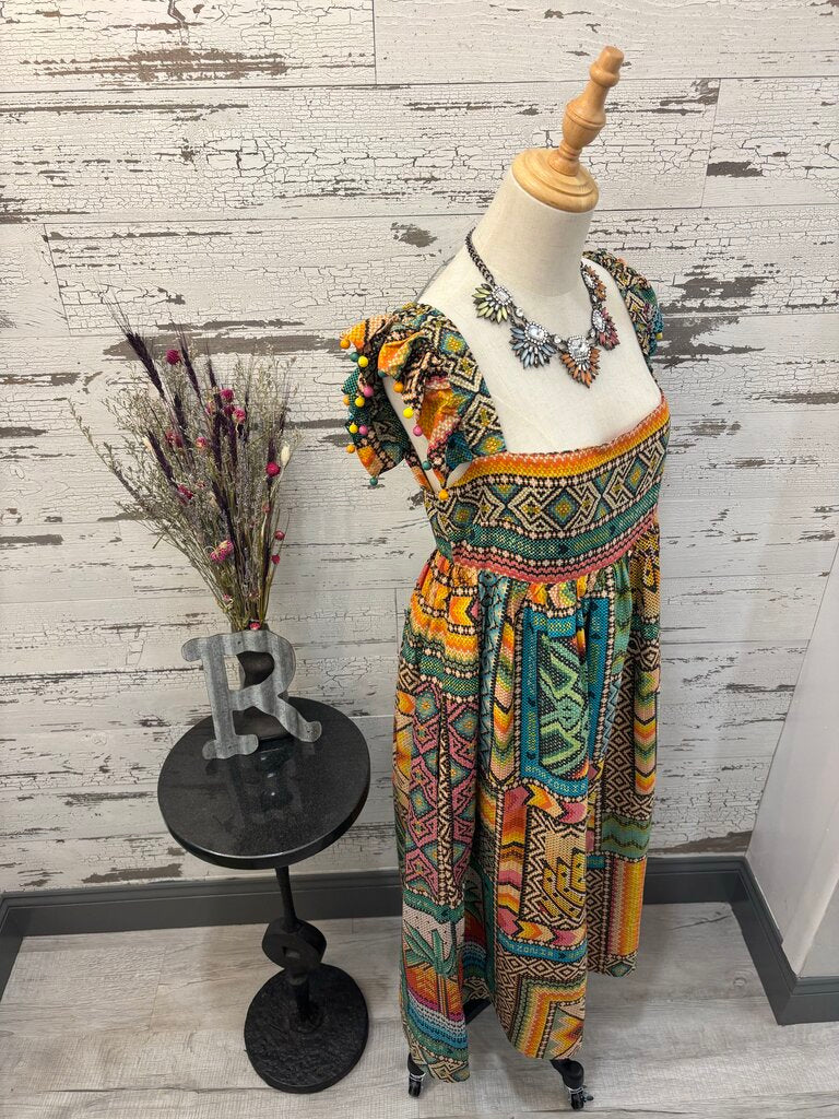 Farm Rio NWT Banana Scarves Printed Midi Dress