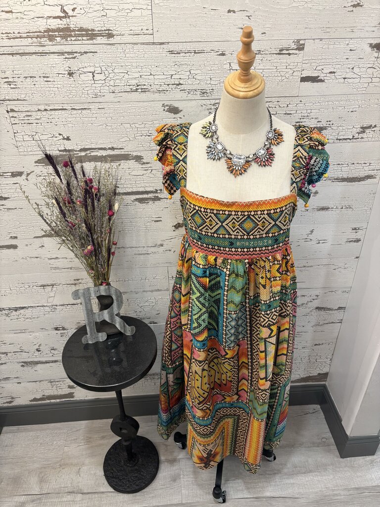 Farm Rio NWT Banana Scarves Printed Midi Dress
