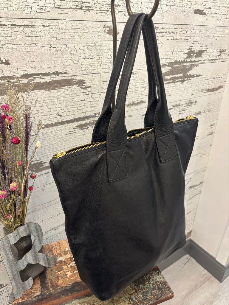 Alexander McQueen Black Leather Shopper Tote; Certificate of Authentication