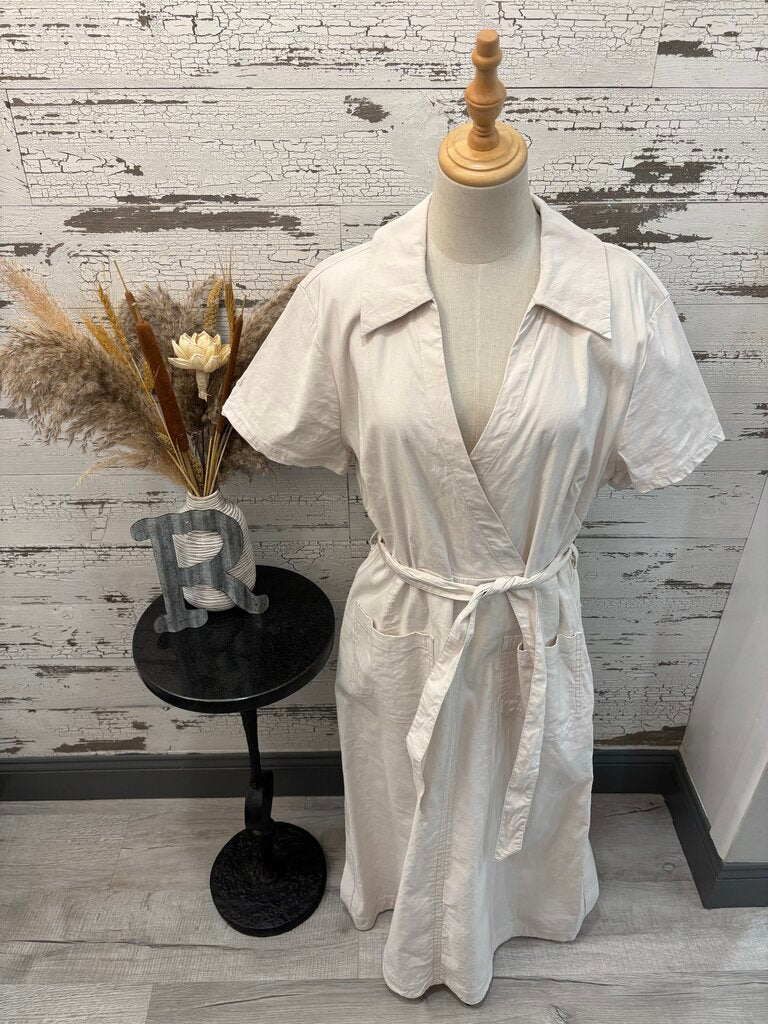 Maeve Light Tan Short Sleeve Maxi Dress Size: XL