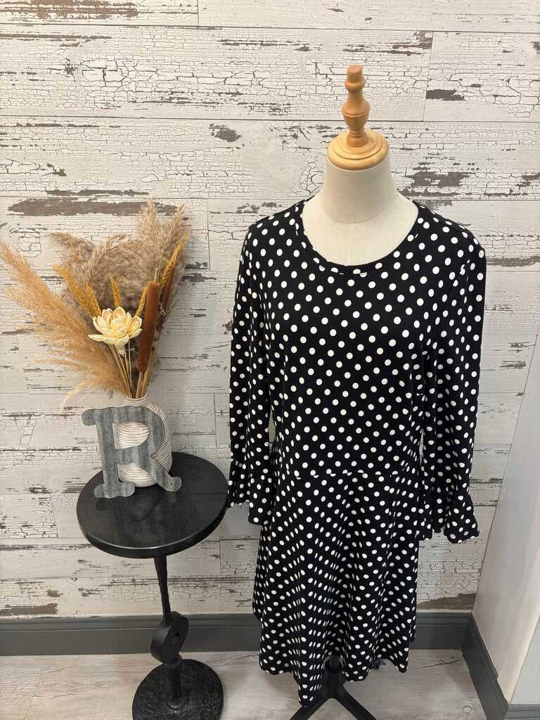 Kate Spade Long Sleeve Dress Black & White Polka Dot