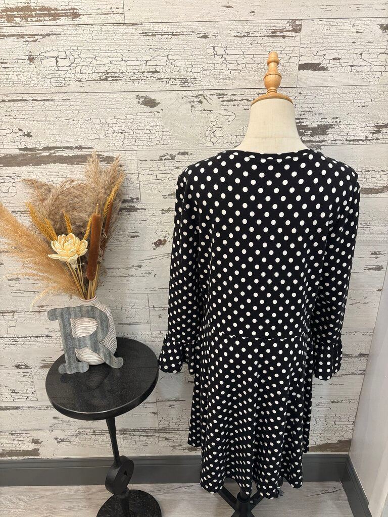 Kate Spade Long Sleeve Dress Black & White Polka Dot