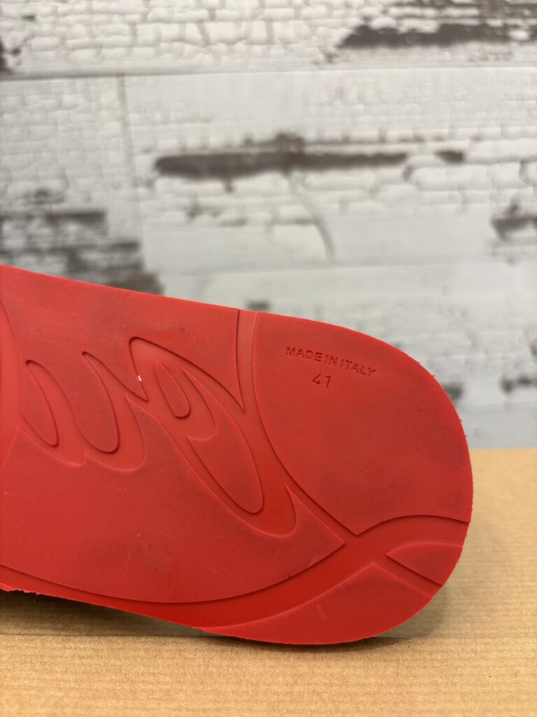 Christian Louboutin Super Loubi Flip Flops Featuring a Rubber Construction, Spiked Thong Strap, & Iconic Red Sole Size: 10 ; Certificate of Authentication