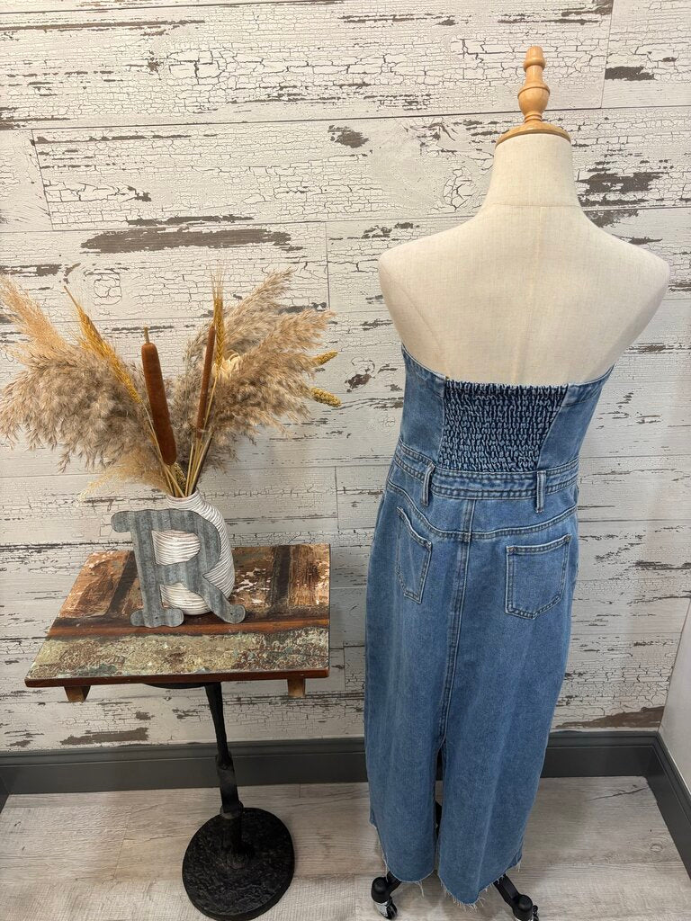 Sincerely Jules NWT Denim Strapless Dress Size: Medium