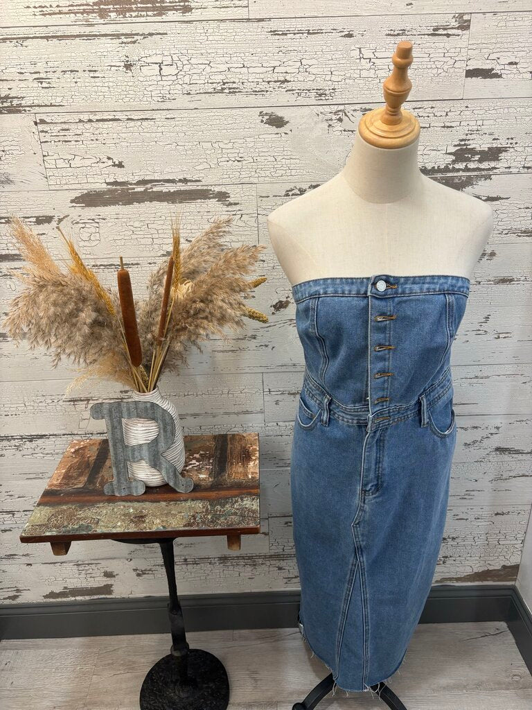 Sincerely Jules NWT Denim Strapless Dress Size: Medium