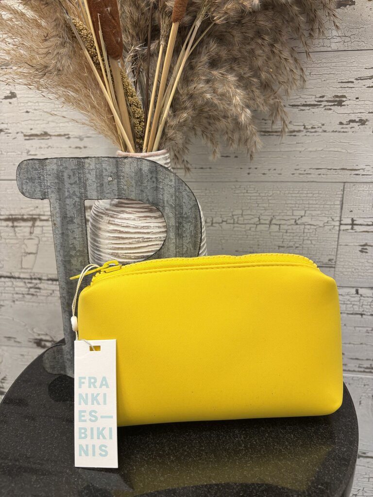 Frankies Bikinis NWT Zipper Travel Cosmetic Yellow Pouch