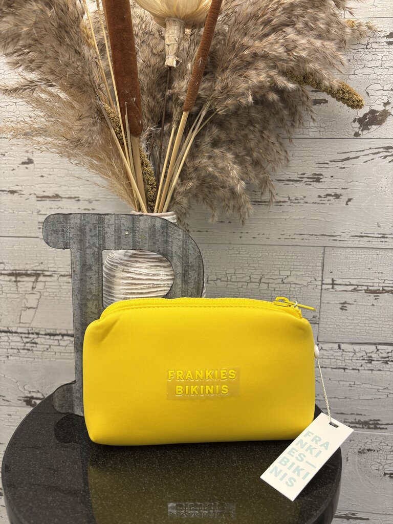 Frankies Bikinis NWT Zipper Travel Cosmetic Yellow Pouch