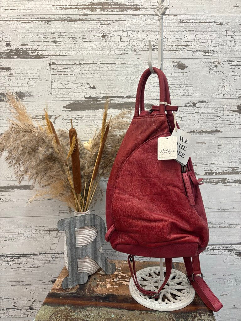 Free People NWT Crimson Leather Backpack