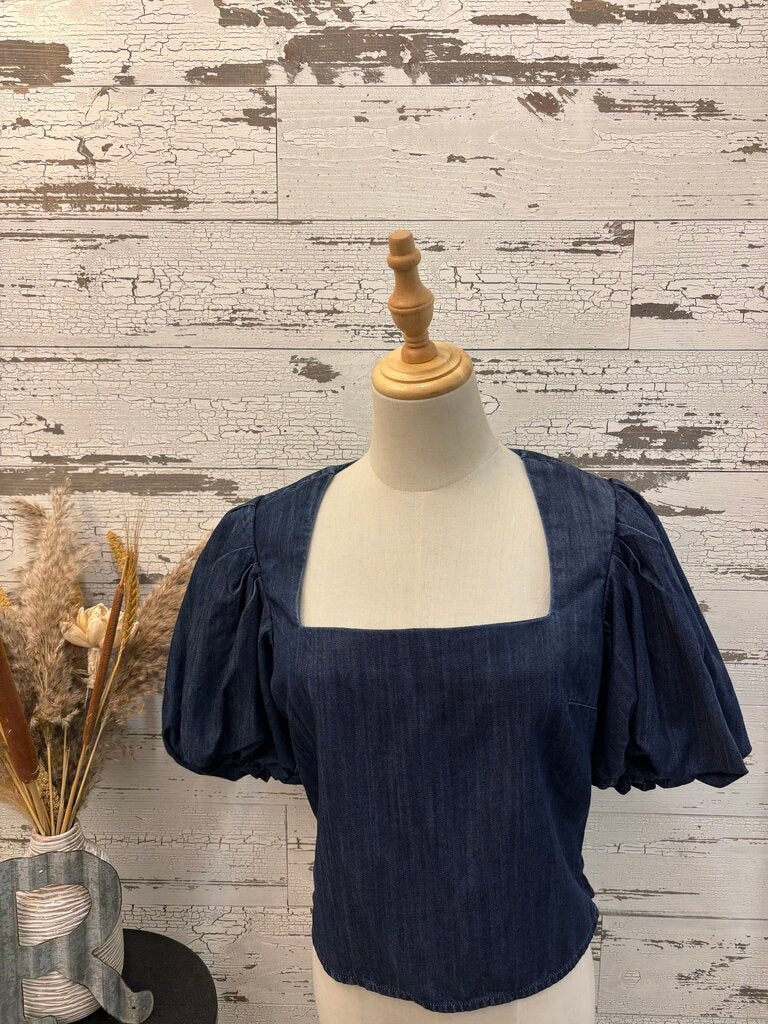 Frame Chambray Crop Top Size: Small