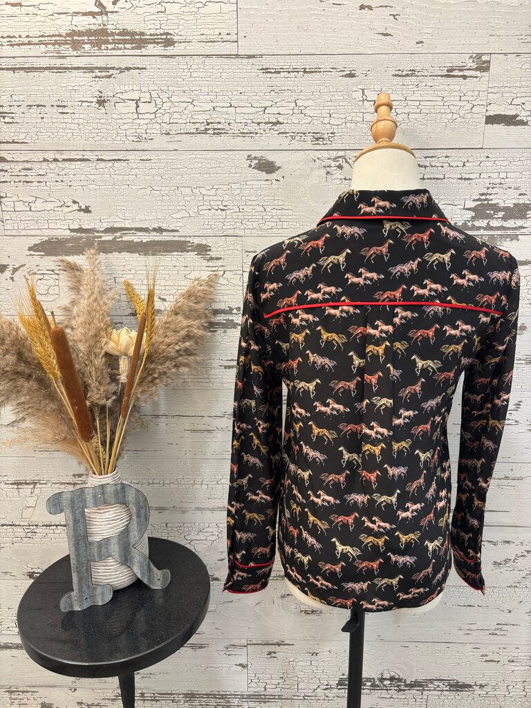 Alice + Olivia Designer Horse Print Blouse Size: XS