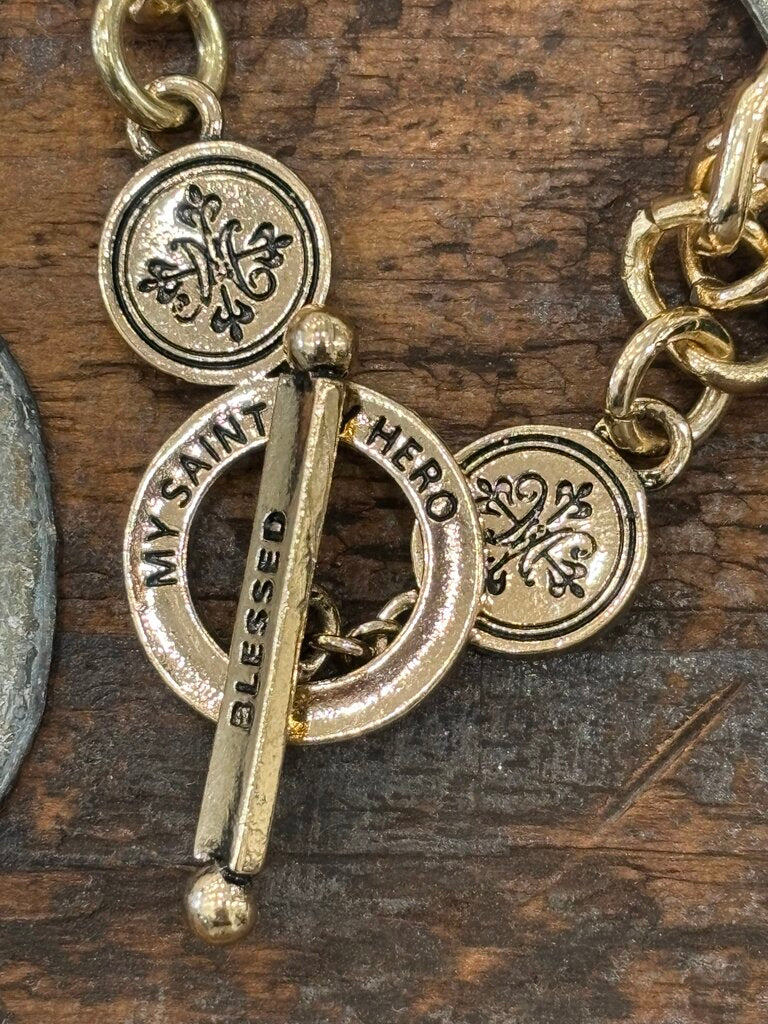 My Saint My Hero Thick Chain Toggle Closure Necklace