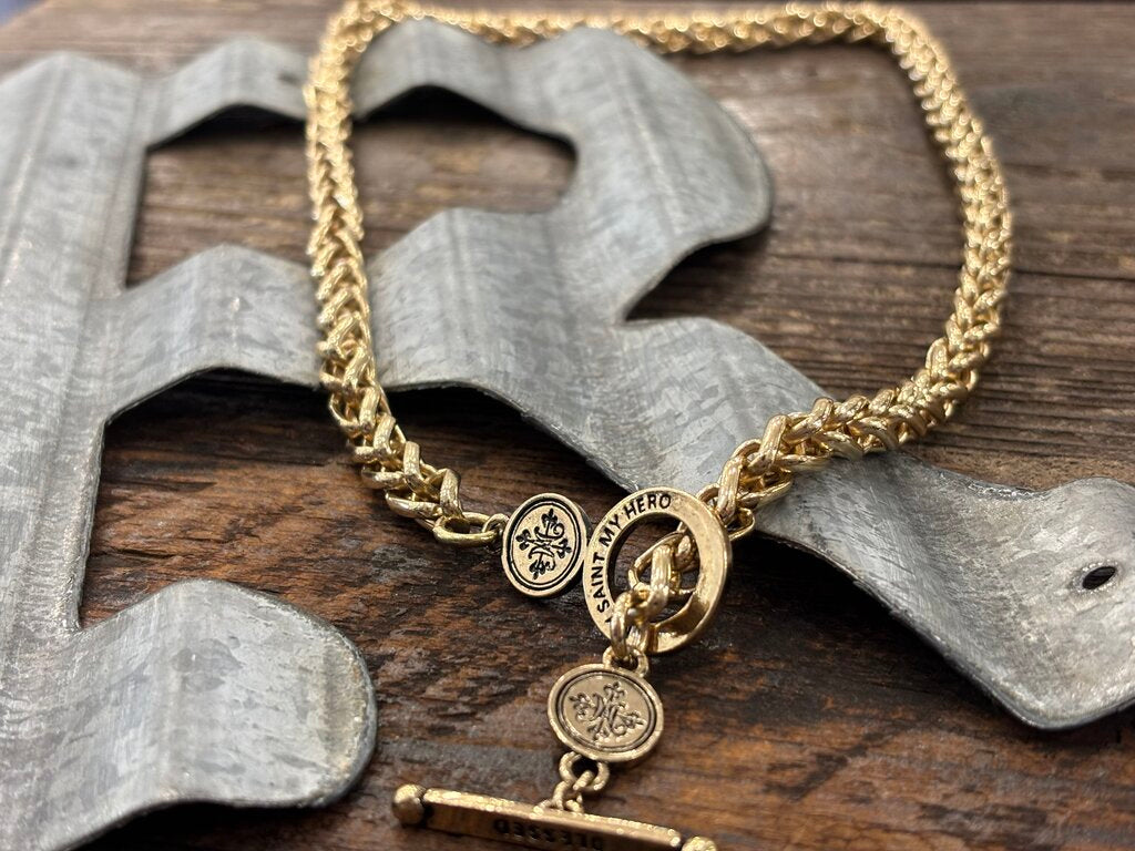 My Saint My Hero Thick Chain Toggle Closure Necklace