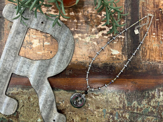 Bohemian Industrial Style Donut Style Silver Necklace