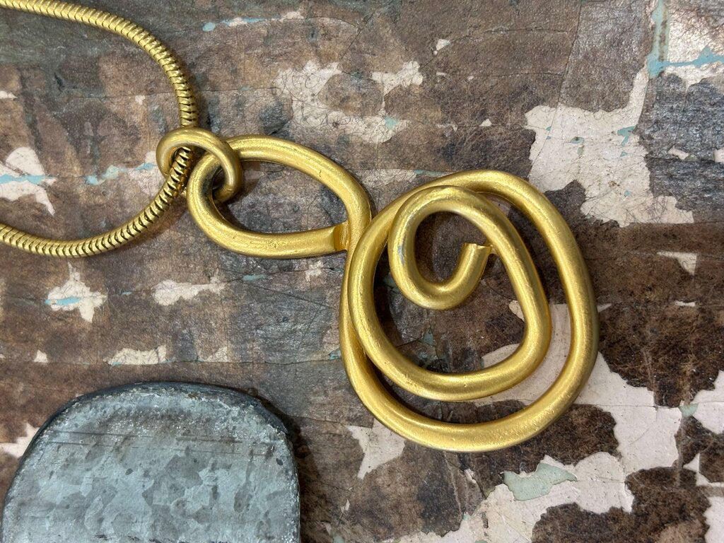 Anne Klein Vintage Abstract Matte Gold Necklace