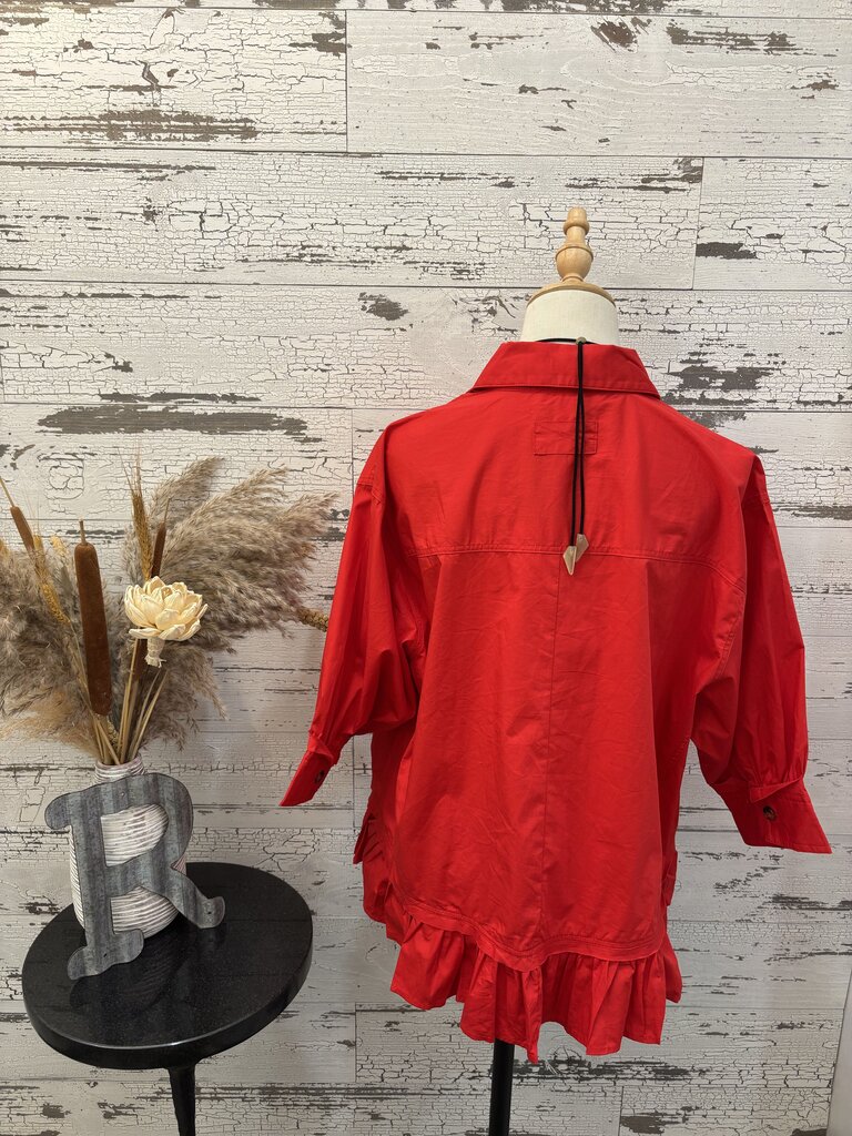 Sewn & Seen NWT Red Ruffle Top
